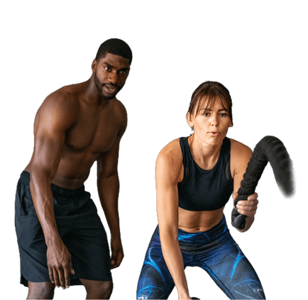 male female working out